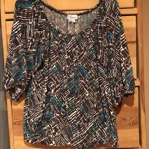 Brown and turquoise top size L
